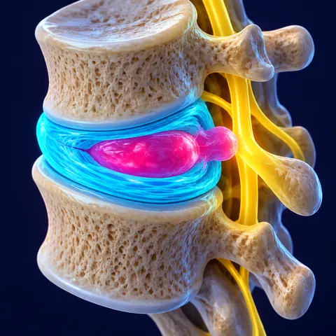 Modelo 3D de un disco intervertebral con hernia